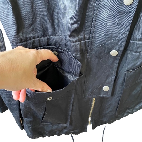 JOIE Silky Nylon Barker Utility Jacket Buttons Snaps Zippers Drawstring Small - Picture 14 of 15
